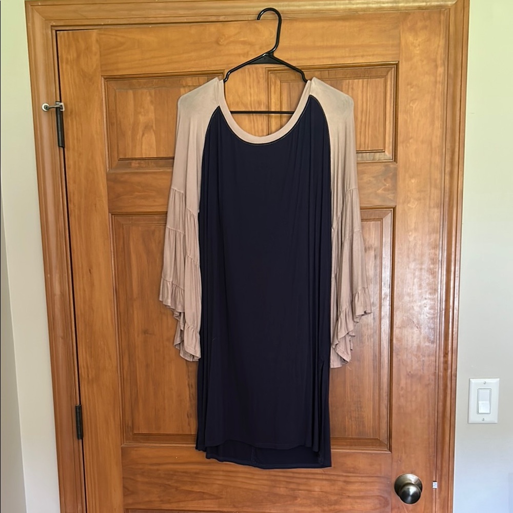 Elegant Navy and Beige Women's Dress